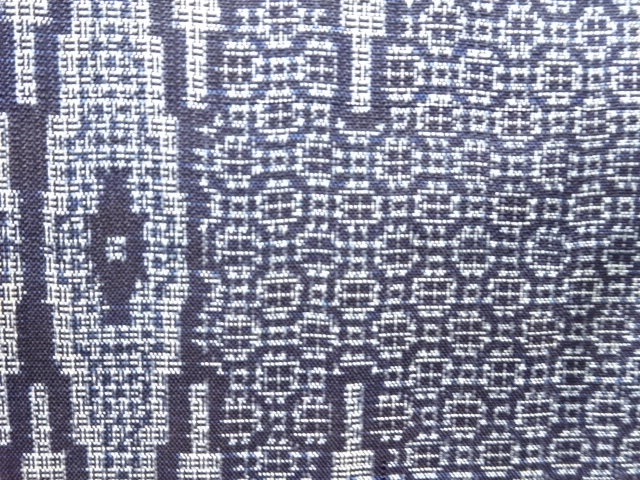 Antique Interwoven Hombi Pattern Honjo Shoan Dyed Oshima Tsumugi Kimono (Interru